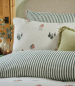 Christmas Bedding - Robins Return Cotton Duvet Cover Set Cream / Pine