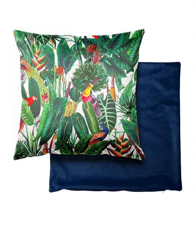 Jungle Velvet White Cushion - Just Fabrics