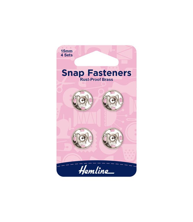 Snap Fasteners Rust Proof Silver Set of 4 - 15mm - Just Fabrics