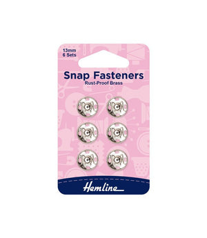 Snap Fasteners Rust Proof Brass Set of 6 -13mm
