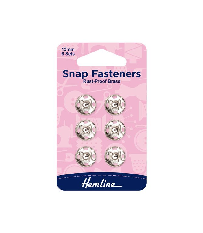 Snap Fasteners Rust Proof Brass Set of 6 - 13mm - Just Fabrics