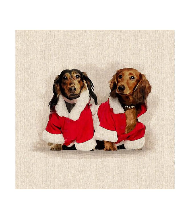 Festive Dachshunds Cushion Panel - Just Fabrics