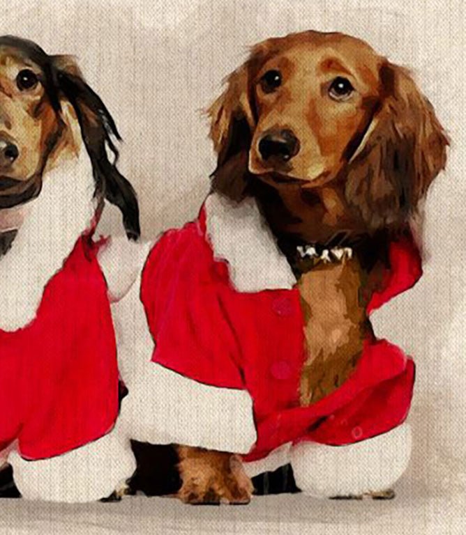 Festive Dachshunds Cushion Panel - Just Fabrics