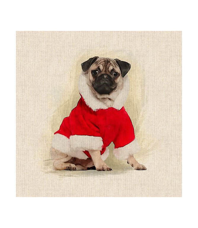 Festive Pug Cushion Panel - Just Fabrics
