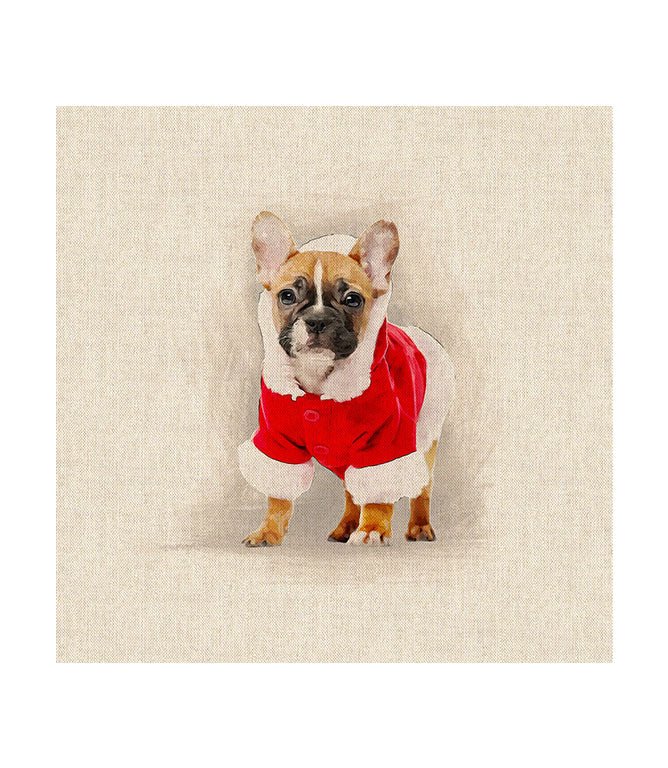 Festive Bulldog Cushion Panel - Just Fabrics