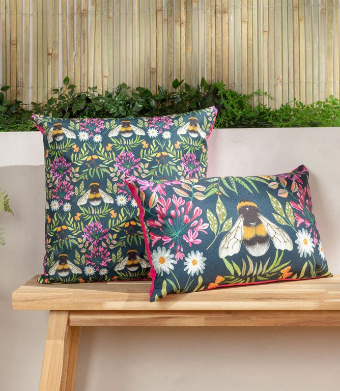 Bumble Bee Meadow Outdoor Cushion - Just Fabrics