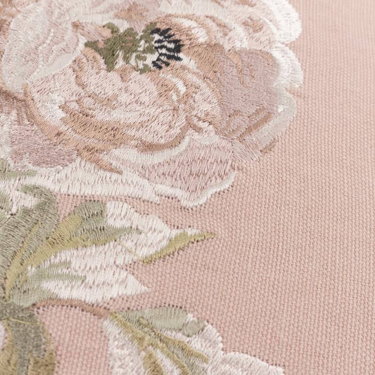 Adele Embroidered Rose Cushion - Just Fabrics
