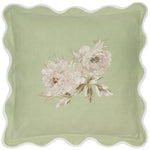 Adele Embroidered Sage Cushion - Just Fabrics