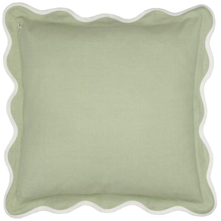 Adele Embroidered Sage Cushion - Just Fabrics