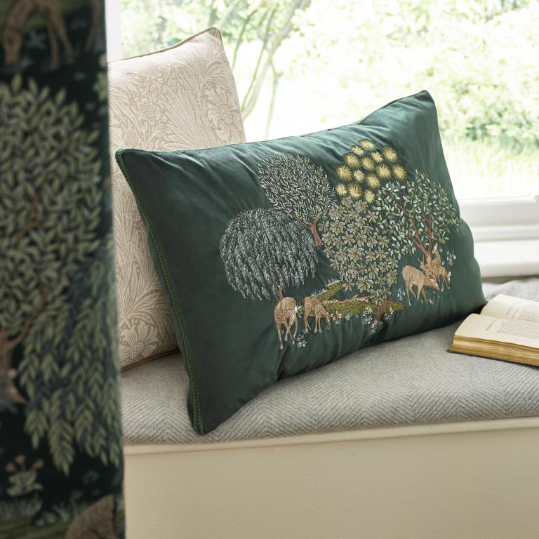 Brook Forest Green Cushion - Just Fabrics