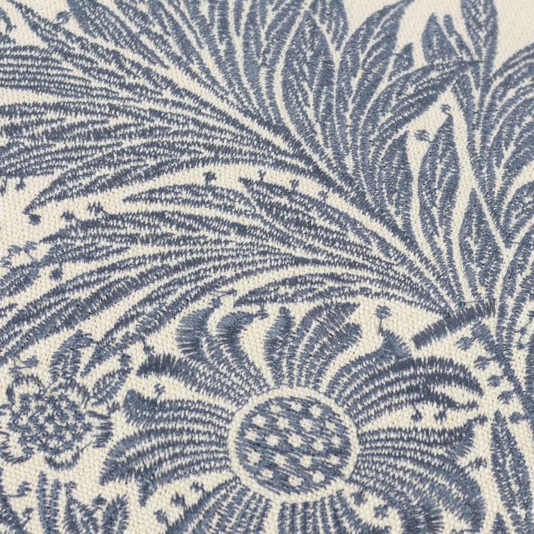Marigold Embroidered Indigo Cushion - Just Fabrics