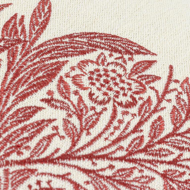 Marigold Embroidered Russet Cushion - Just Fabrics