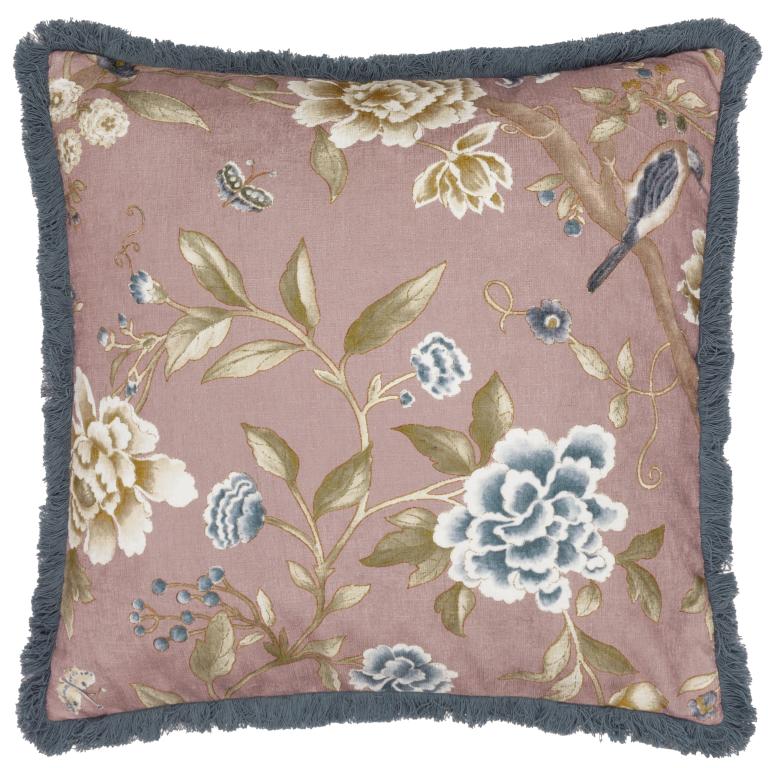 Porcelain Garden Blush Cushion - Just Fabrics