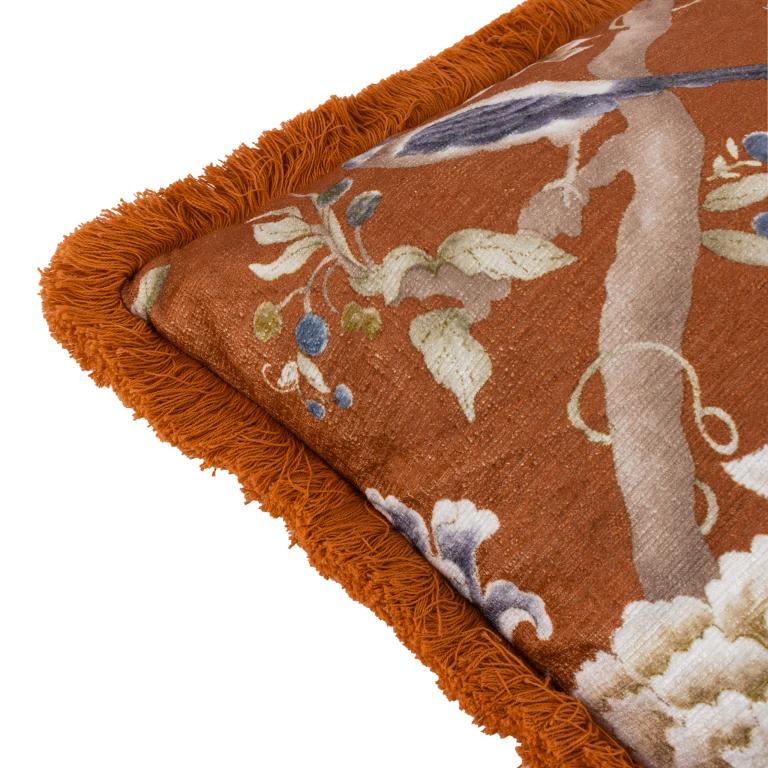 Porcelain Garden Rust Cushion - Just Fabrics