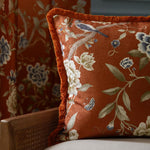 Porcelain Garden Rust Cushion - Just Fabrics