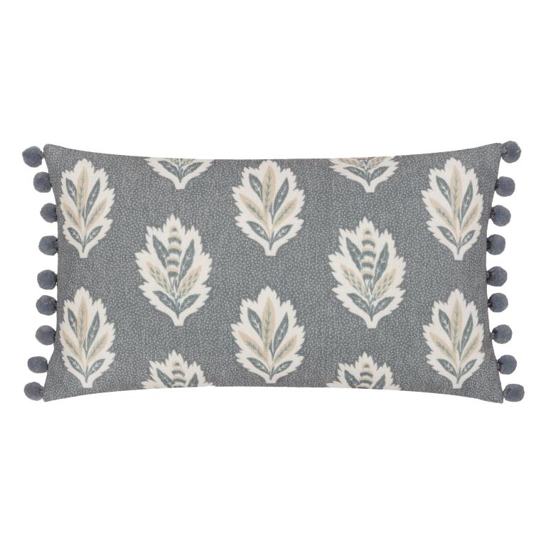 Sessile Leaf Delph Blue Cushion - Just Fabrics