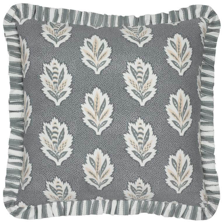 Sessile Leaf Ruffle Delph Blue Cushion - Just Fabrics
