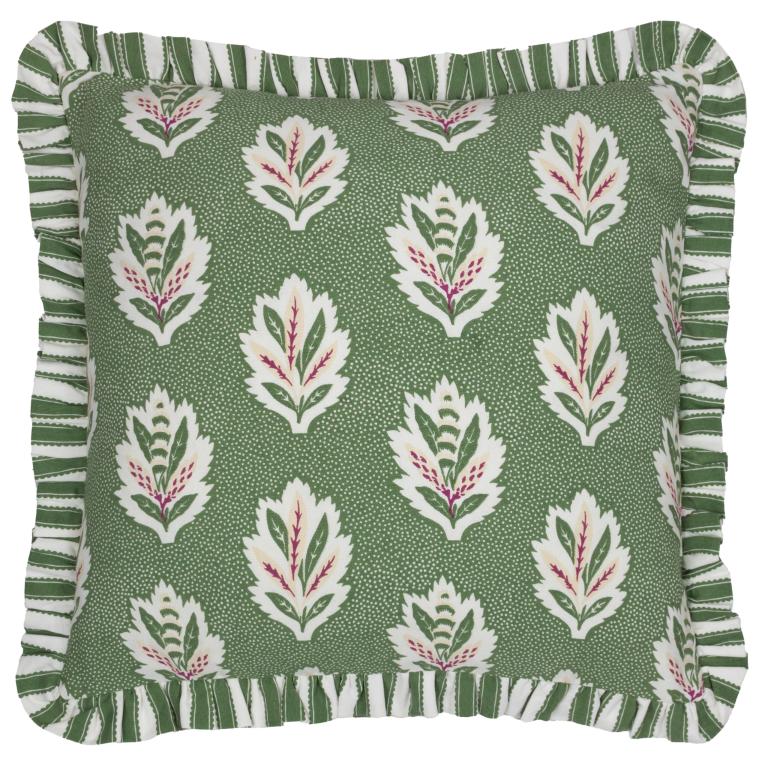Sessile Leaf Ruffle Leaf Green Cushion - Just Fabrics