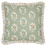 Sessile Leaf Ruffle Sage Cushion - Just Fabrics