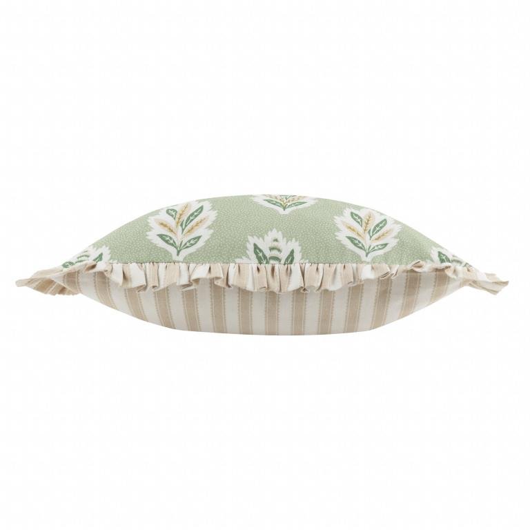 Sessile Leaf Ruffle Sage Cushion - Just Fabrics