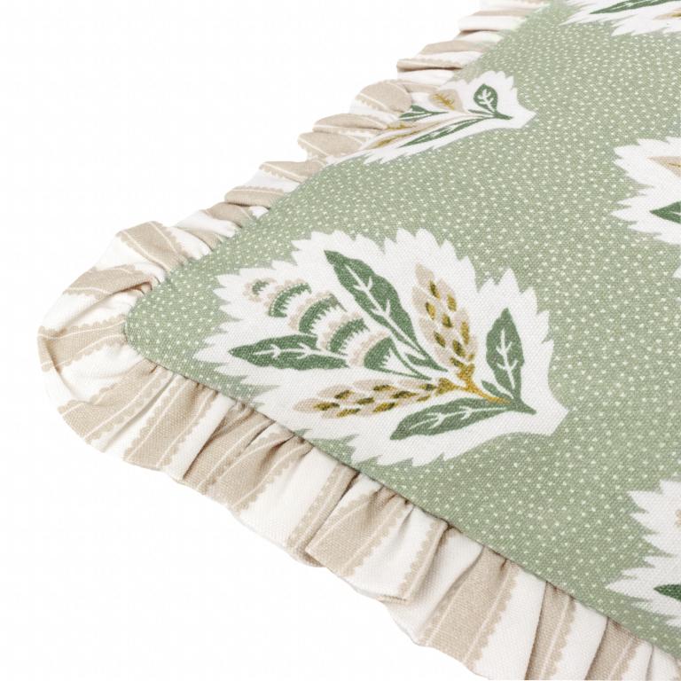 Sessile Leaf Ruffle Sage Cushion - Just Fabrics