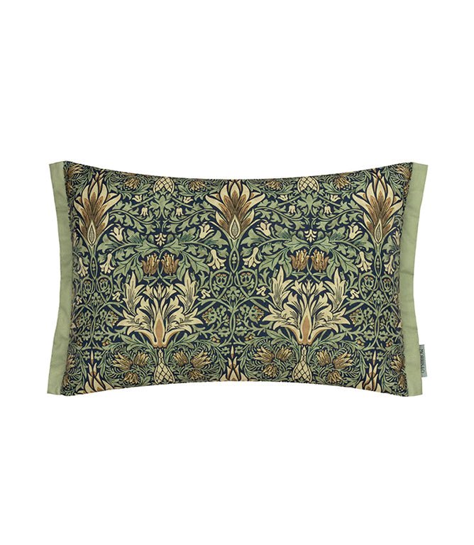 Snakeshead Outdoor Indigo / Leaf Green Cushion - Just Fabrics