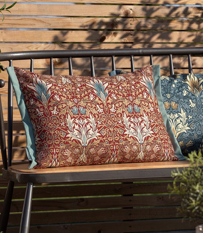 Snakeshead Outdoor Berry / Natural Cushion - Just Fabrics