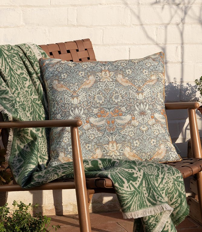 Strawberry Thief Outdoor Biscuit Cushion - Just Fabrics