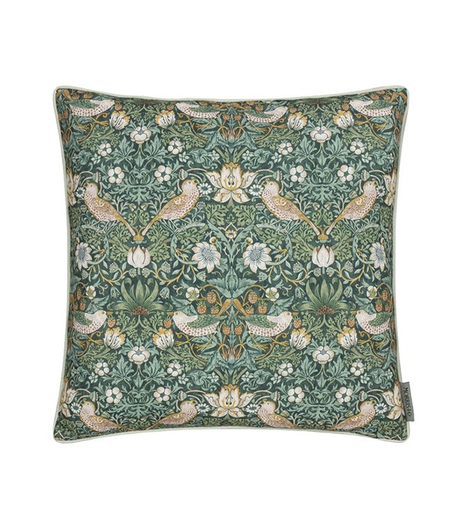 Strawberry Thief Outdoor Forest Green Cushion - Just Fabrics
