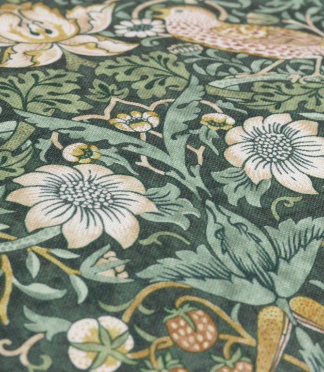 Strawberry Thief Outdoor Forest Green Cushion - Just Fabrics