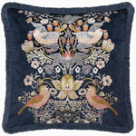 Strawberry Thief Embroidery Indigo Cushion - Just Fabrics