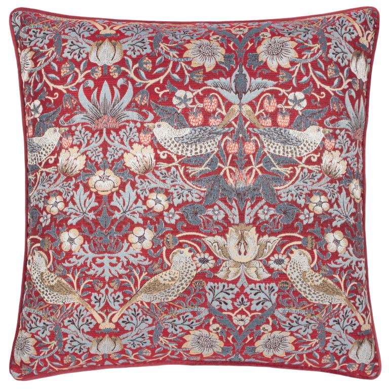 Strawberry Thief Jacquard Berry Cushion - Just Fabrics