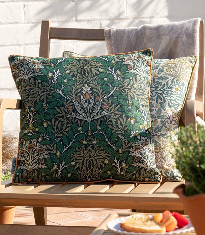 Acorn Multi Outdoor Forest / Leaf Green Cushion - Just Fabrics