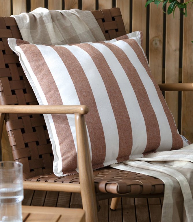 Hayle Cotton Outdoor Pecan Cushion - Just Fabrics