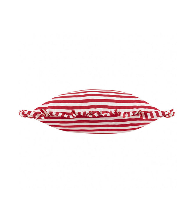 Outdoor Cushions - Millie Ruffle Striped Outdoor Candy Red