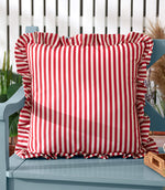 Outdoor Cushions - Millie Ruffle Striped Outdoor Candy Red