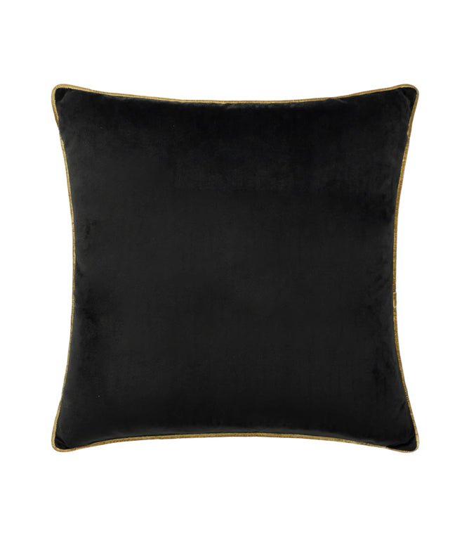 Meridian Black / Gold Velvet Cushion - Just Fabrics