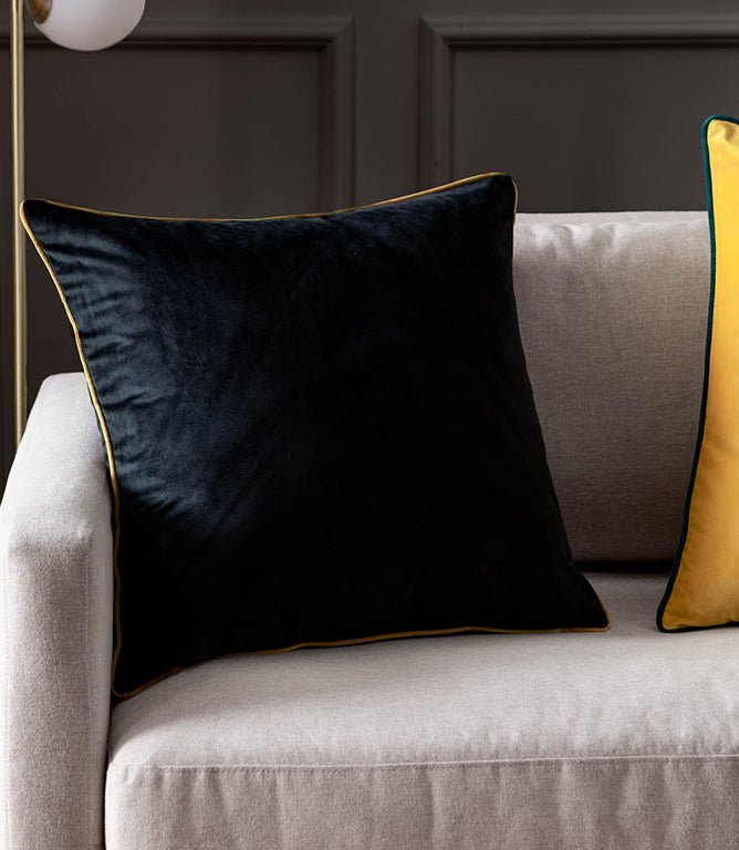 Meridian Black / Gold Velvet Cushion - Just Fabrics