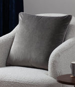 Meridian Charcoal / Dove Velvet Cushion - Just Fabrics