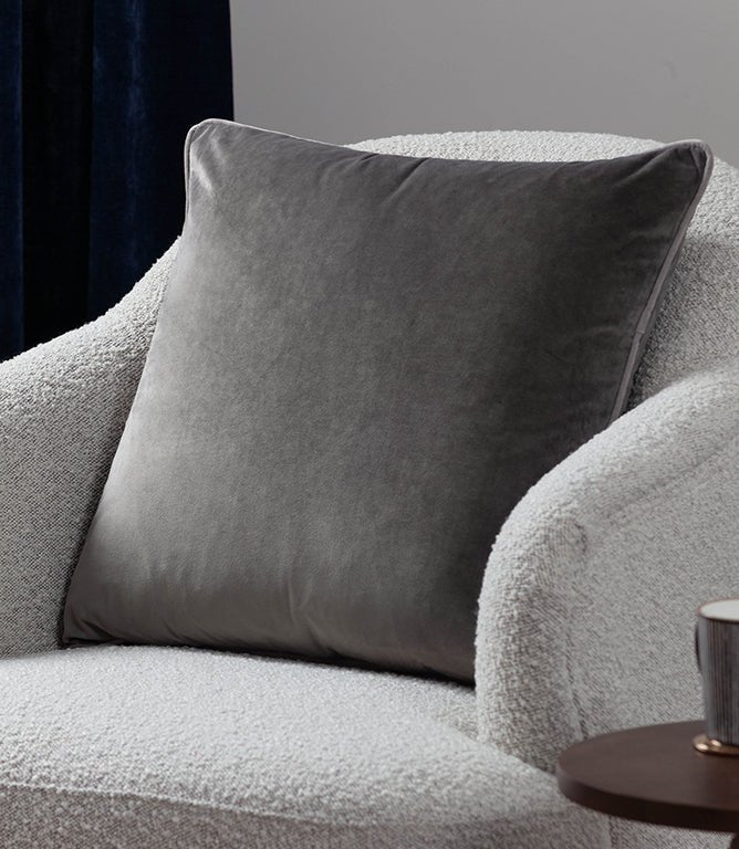 Meridian Charcoal / Dove Velvet Cushion - Just Fabrics
