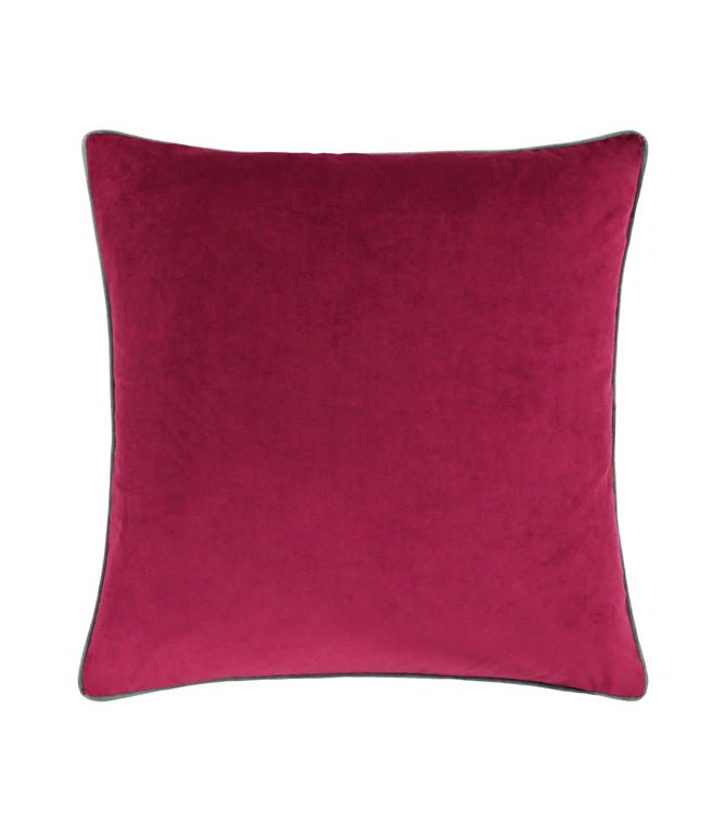 Meridian Cranberry / Mocha Velvet Cushion - Just Fabrics