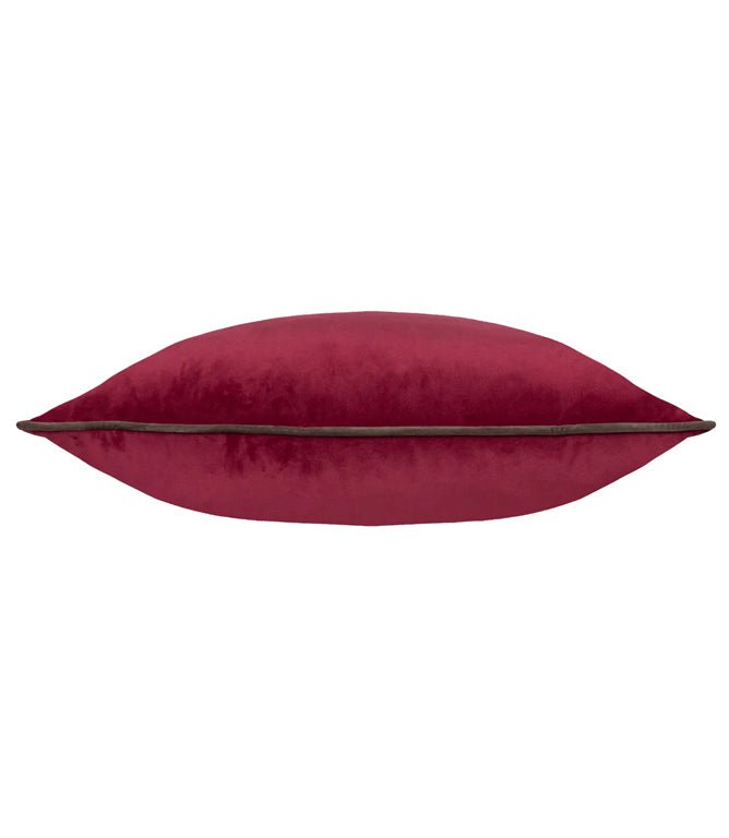 Meridian Cranberry / Mocha Velvet Cushion - Just Fabrics