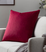 Meridian Cranberry / Mocha Velvet Cushion - Just Fabrics