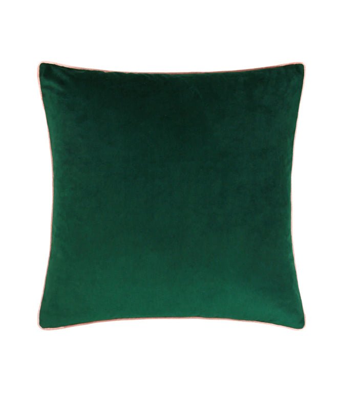 Meridian Emerald / Blush Velvet Cushion - Just Fabrics