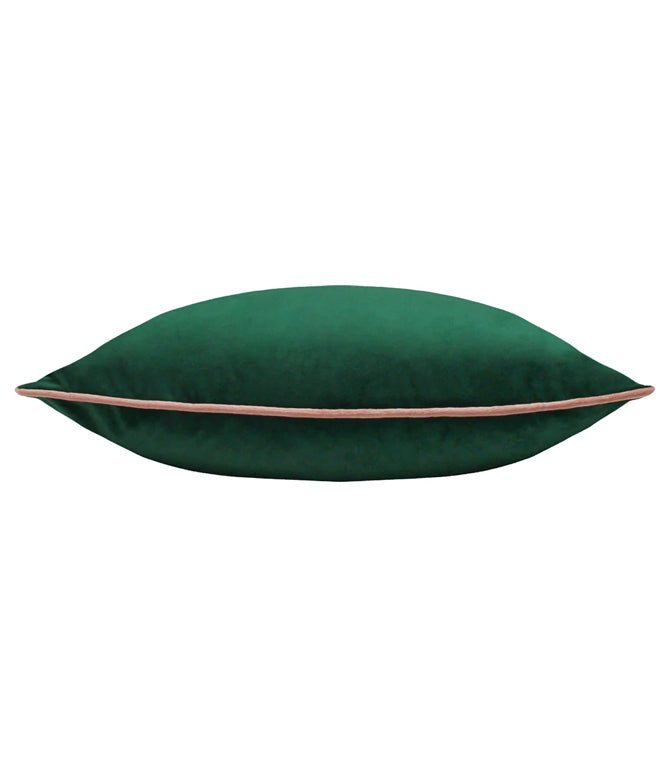 Meridian Emerald / Blush Velvet Cushion - Just Fabrics