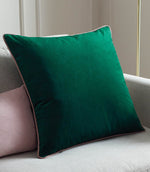Meridian Emerald / Blush Velvet Cushion - Just Fabrics