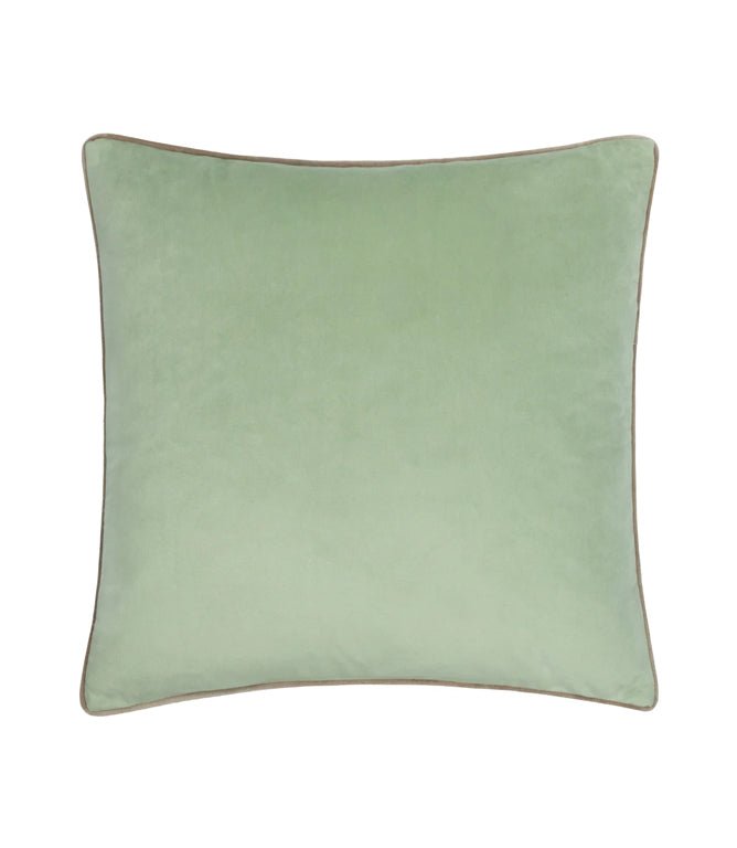 Meridian Eucalyptus / Natural Velvet Cushion - Just Fabrics