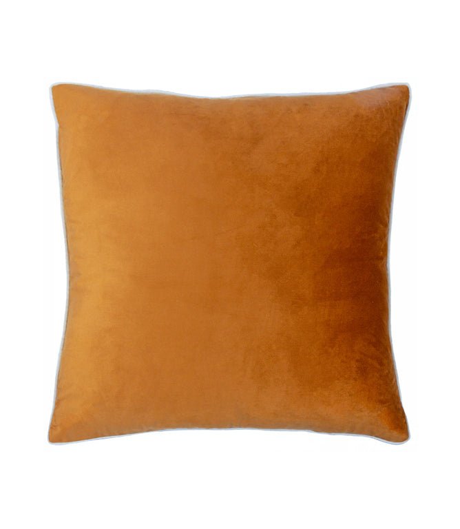 Meridian Ginger / Ecru Velvet Cushion - Just Fabrics