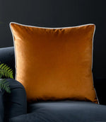 Meridian Ginger / Ecru Velvet Cushion - Just Fabrics