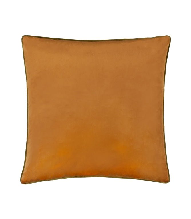 Meridian Ginger / Olive Velvet Cushion - Just Fabrics